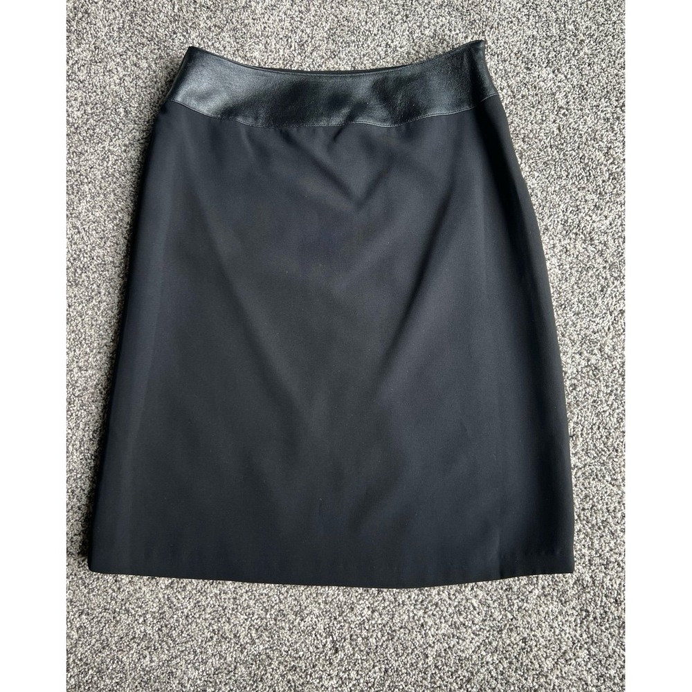 Le Suit Women's Black Pencil Skirt trimmed in‎ Faux Leather waist size 6